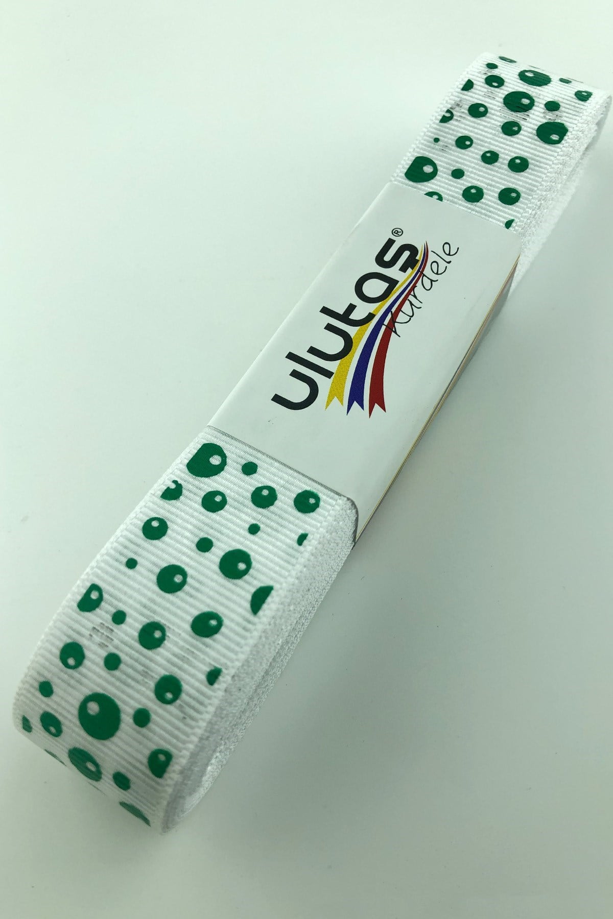 Yeşil Puanlı Baskı Grogren Kurdele 2,5 cm