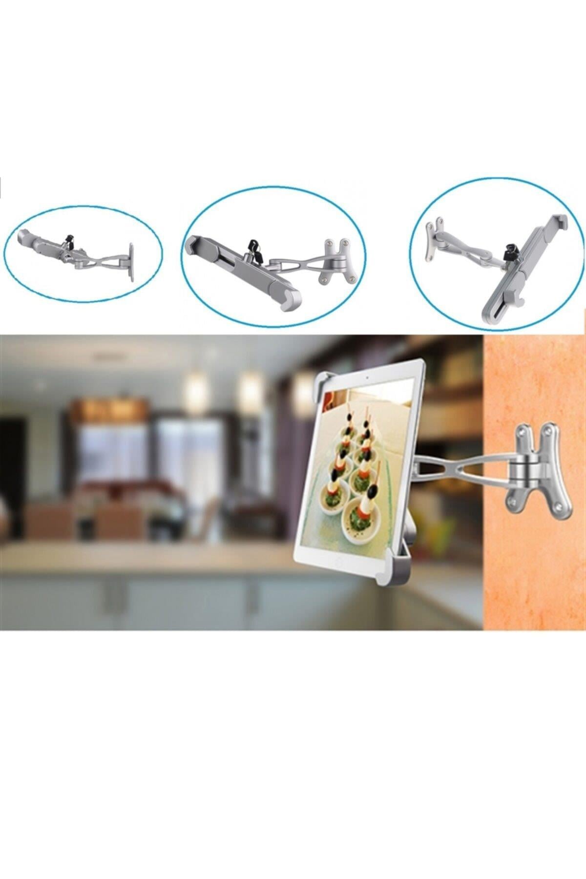 360° Dönerli Metal Tablet Tutucu Duvar Tablet Kilitli