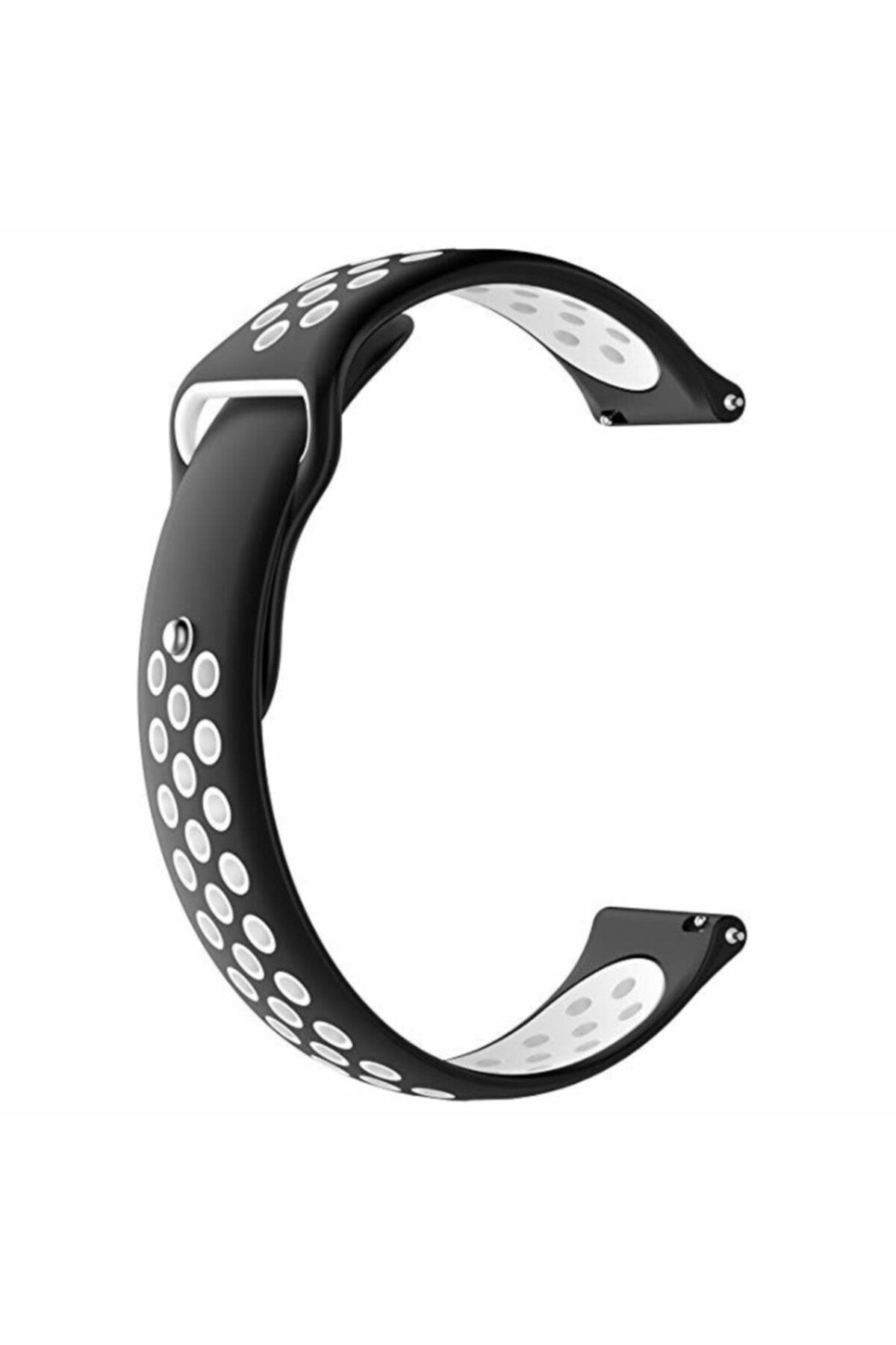 Amazfit Gtr 2 Için Delikli Silikon Kordon Kayış Siyah Beyaz