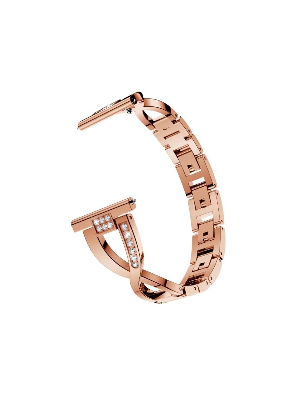 Amazfit Gtr 42 Mm Için Pırlanta Görünümlü Lüks Metal Fantezi Bileklik Rose Gold