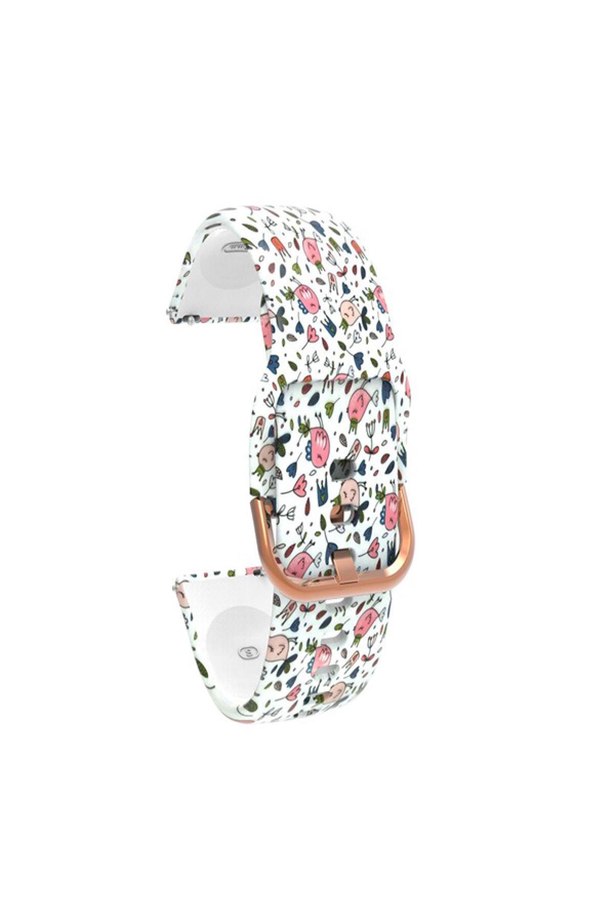 Amazfit Gtr 47 Mm - Gtr 47 Mm Lite Için Desenli Silikon Kordon Pembe Kuş