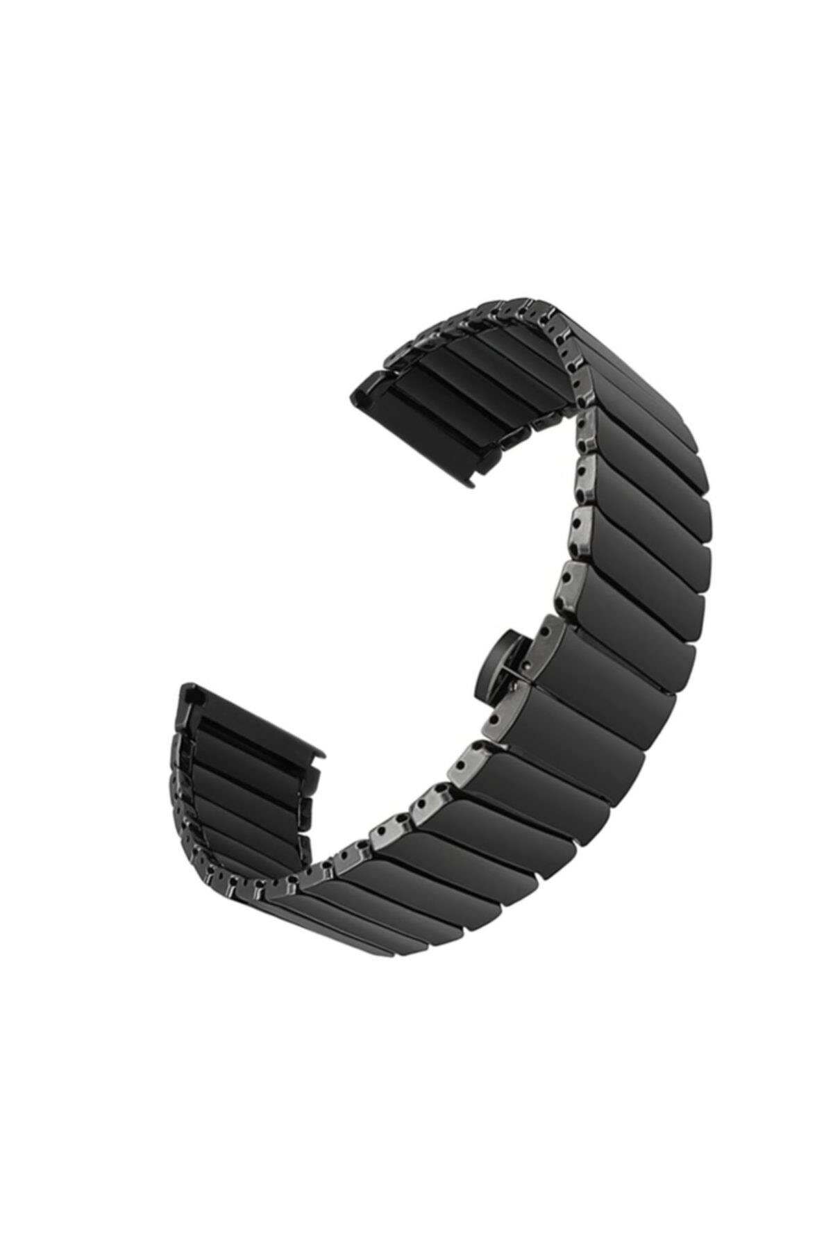Amazfit Pace 2 Stratos Için Baklalı Metal Kordon Siyah