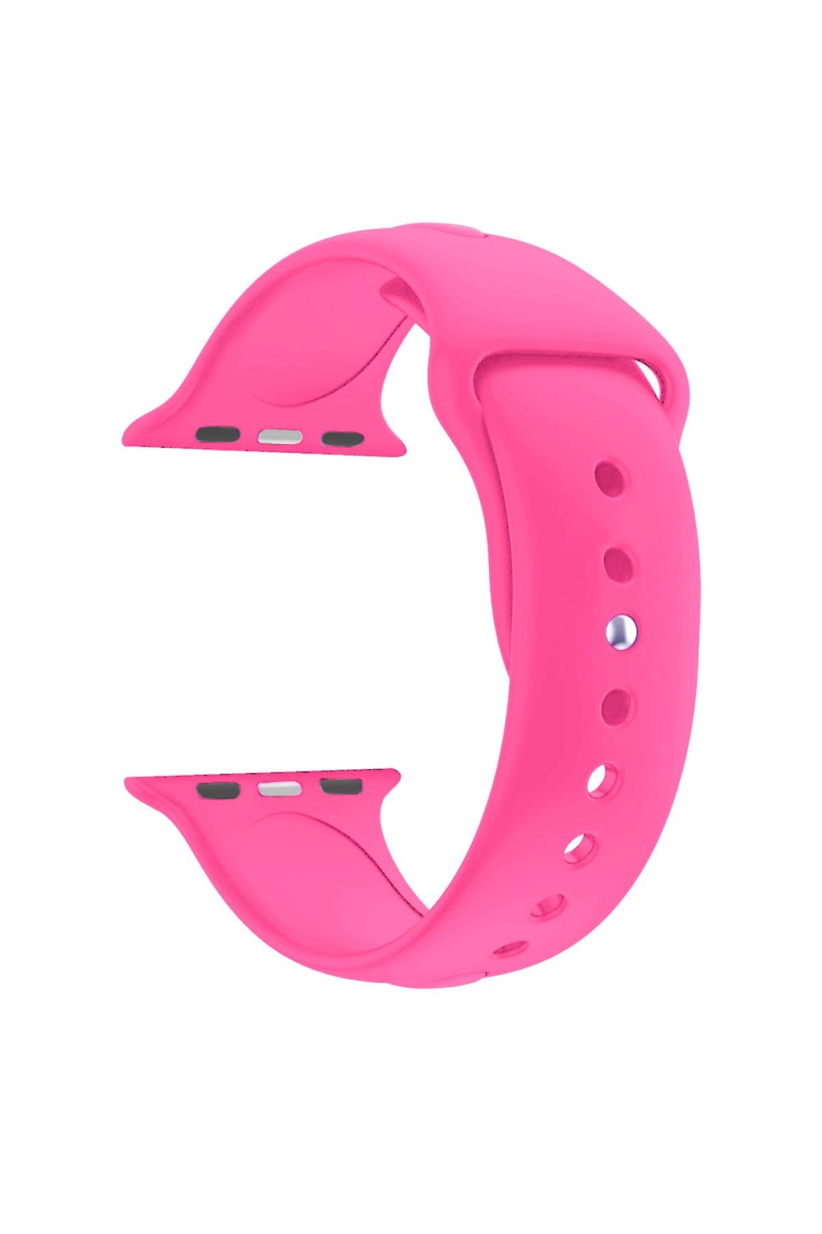 Apple Watch Se Için 40 Mm Small Beden(s/m Size) Silikon Kordon(54 Renk) Fuşya
