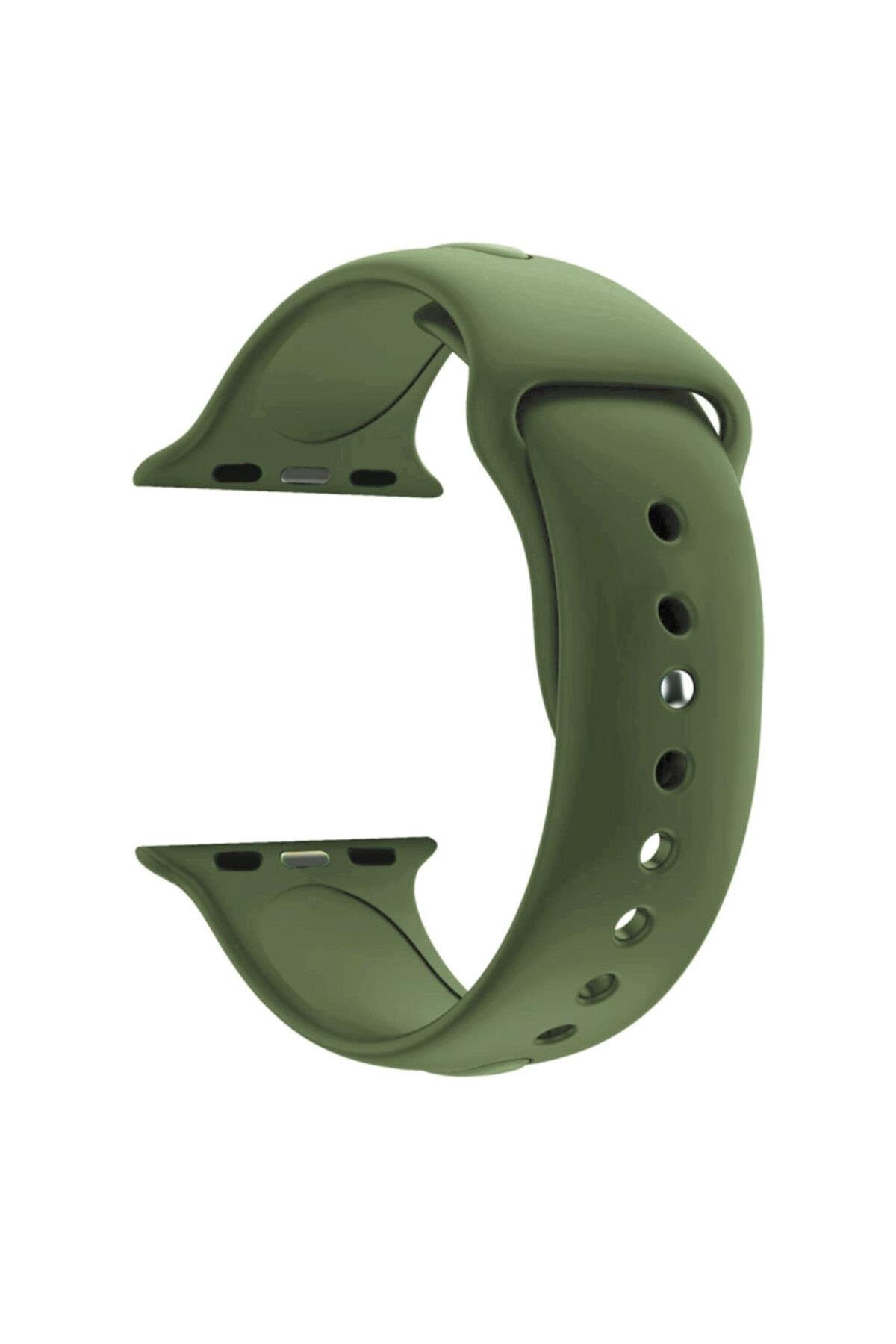 Apple Watch Seri 4 5 6 Için 40 Mm Uyumlu Small Beden(s/m Size) Silikon Kordon Asker Yeşili
