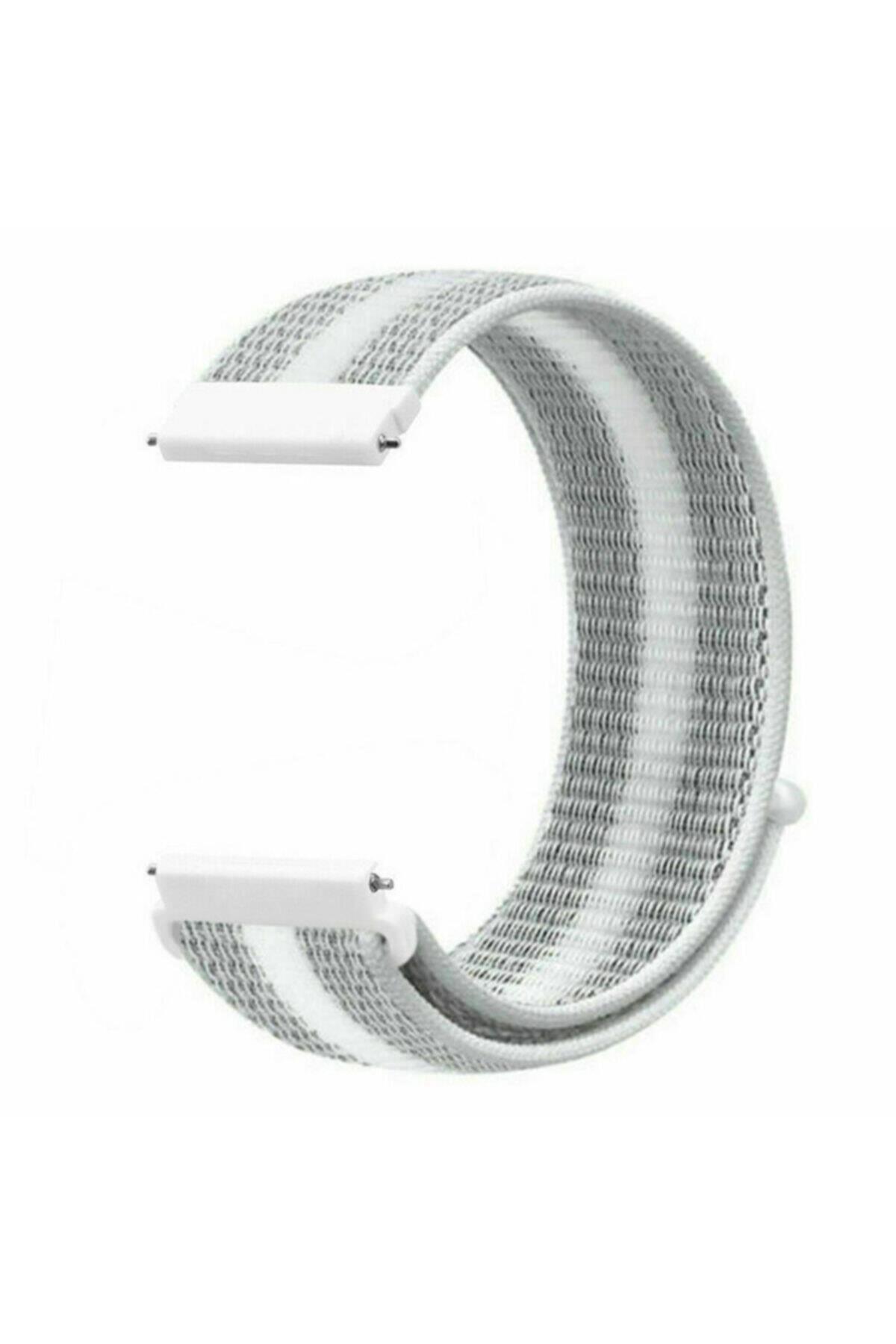 Coros Apex 42 Mm Için Dokuma Kordon Beyaz Çizgili
