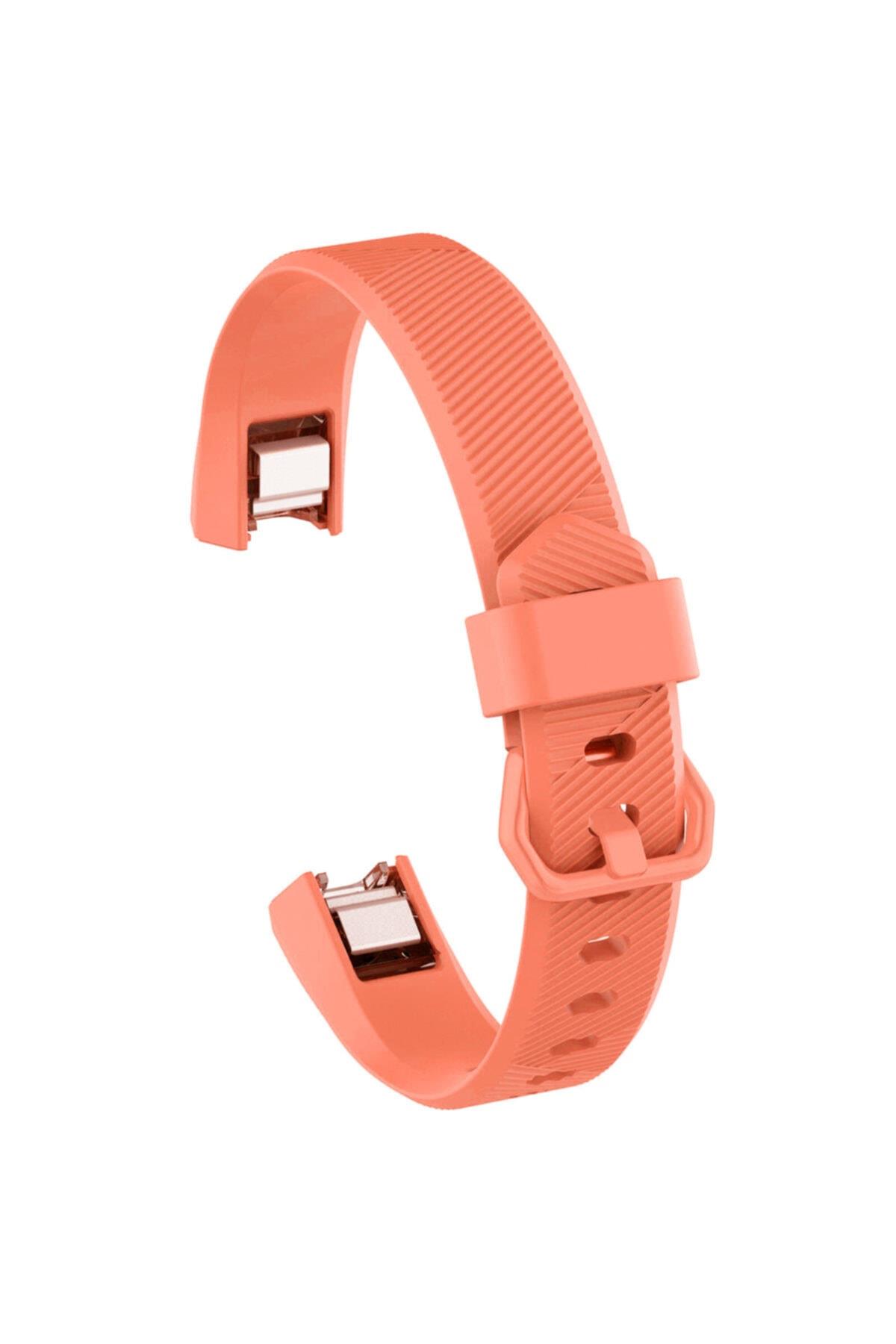 Fitbit Ace Uyumlu Large Beden(l Sıze) Tokalı Silikon Kordon Turuncu