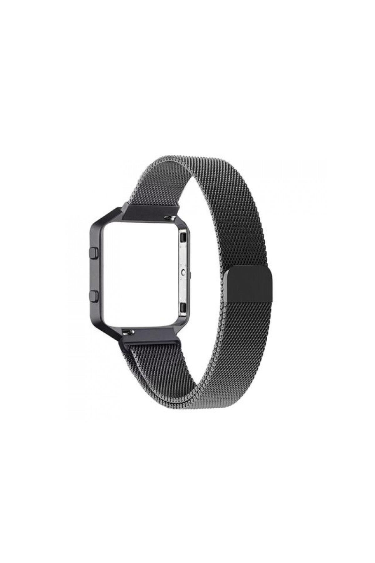 Fitbit Blaze Için Metal Mıknatıslı Milanese Kordon Siyah