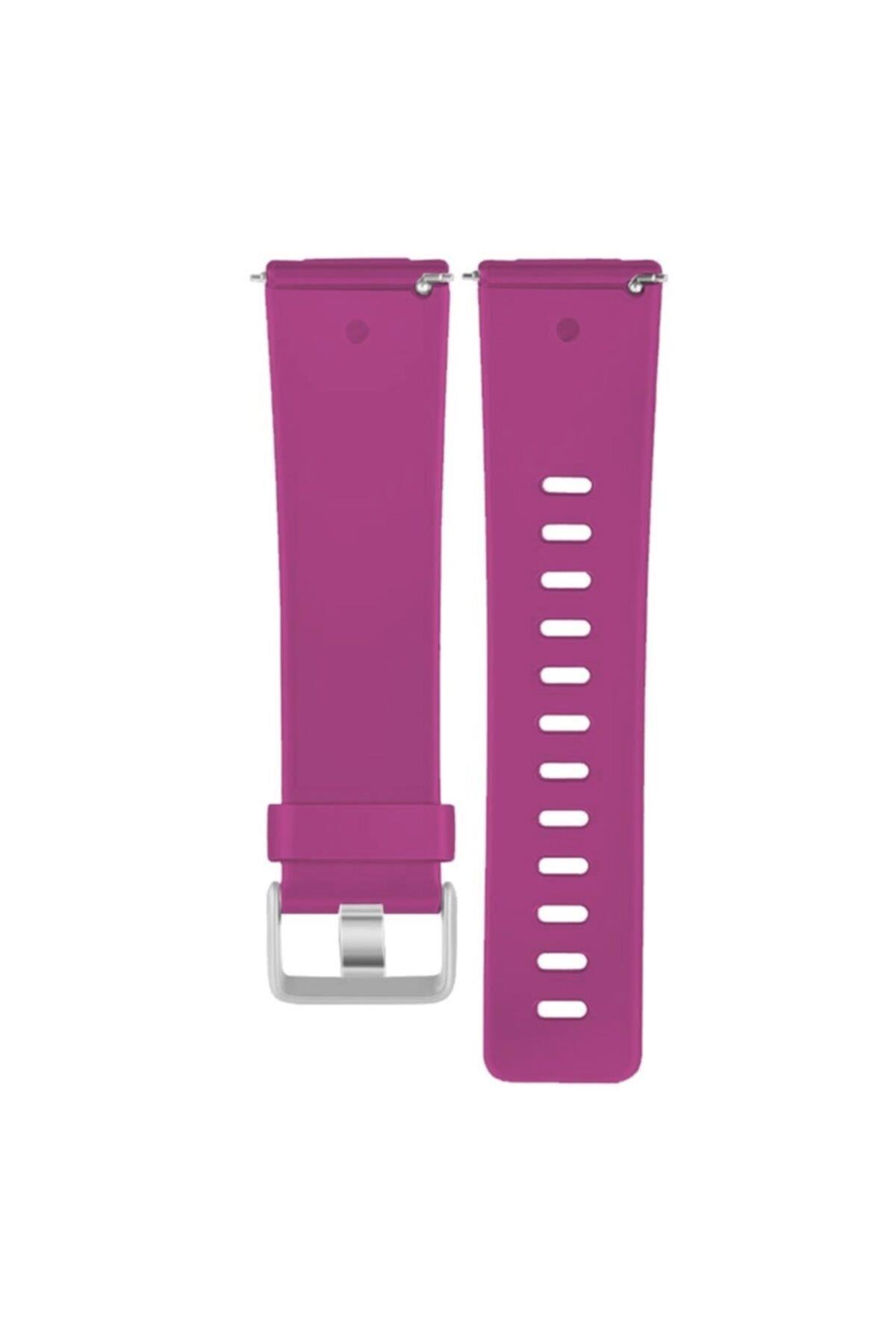 Fitbit Versa Fb504 Için Large Beden (L SIZE) Silikon Kordon Açık Mor