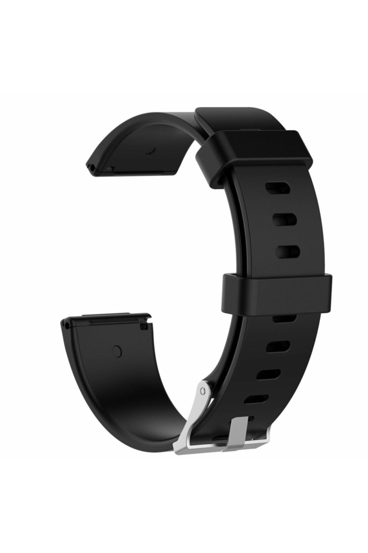 Fitbit Versa Fb504 - Versa 2 Fb507 - Versa Lite Fb415 Için Large Beden (L SIZE) Silikon Kordon Siyah