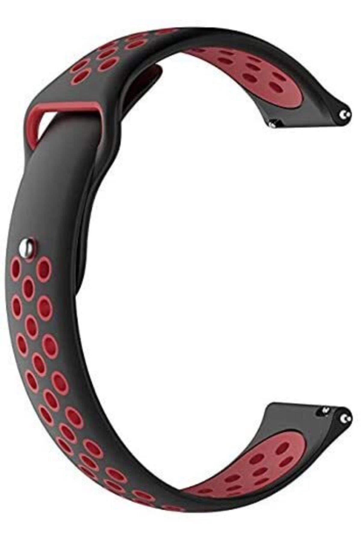 Fossil Watch Gen 6 Için Delikli Spor Kordon Siyah Kırmızı