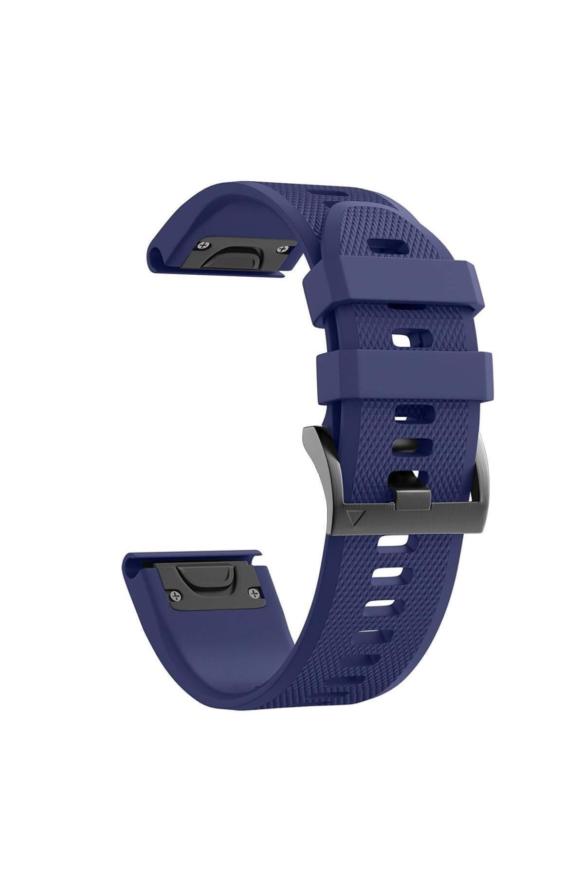 Garmin Fenix 5s - 5s Plus Ile Uyumlu Silikon Kordon Lacivert