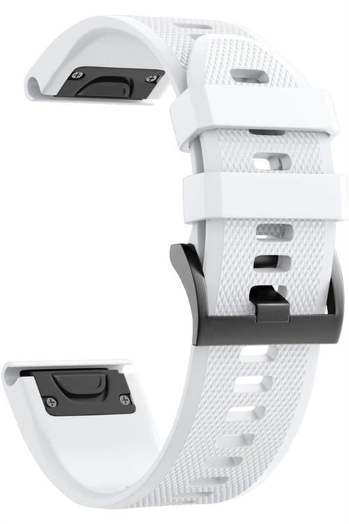 Garmin Quatix 5 Sapphire Için Quick Fit Özellikli Silikon Kordon Beyaz
