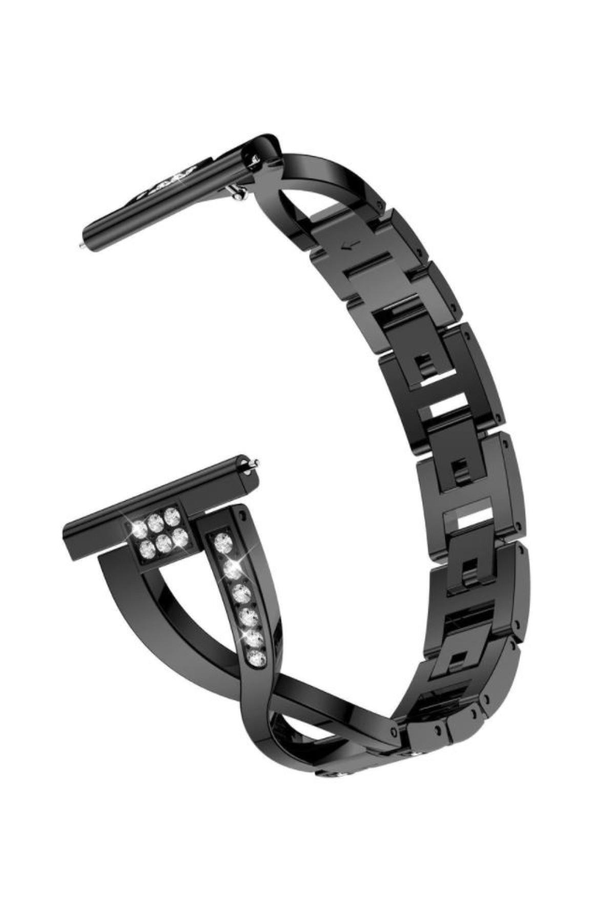 Honor Watch Gs Pro Için Pırlanta Görünümlü Lüks Metal Fantezi Bileklik Siyah