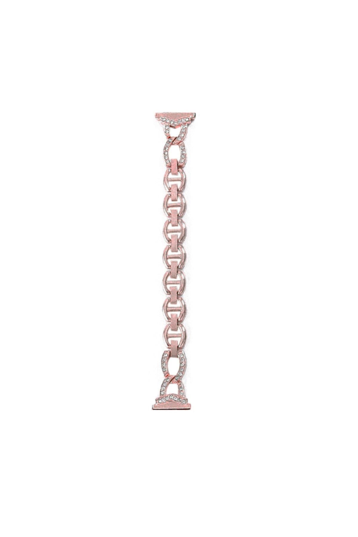 Honor Watch Gs Pro Için Uyumlu  Pırlanta Görünümlü Taşlı Zincir Kordon Rose
