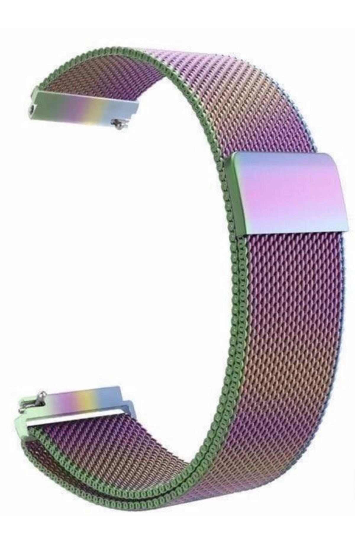 Huawei Watch Gt 2 46 Mm Için Metal Mıknatıslı Milanese Kordon Gökkuşağı