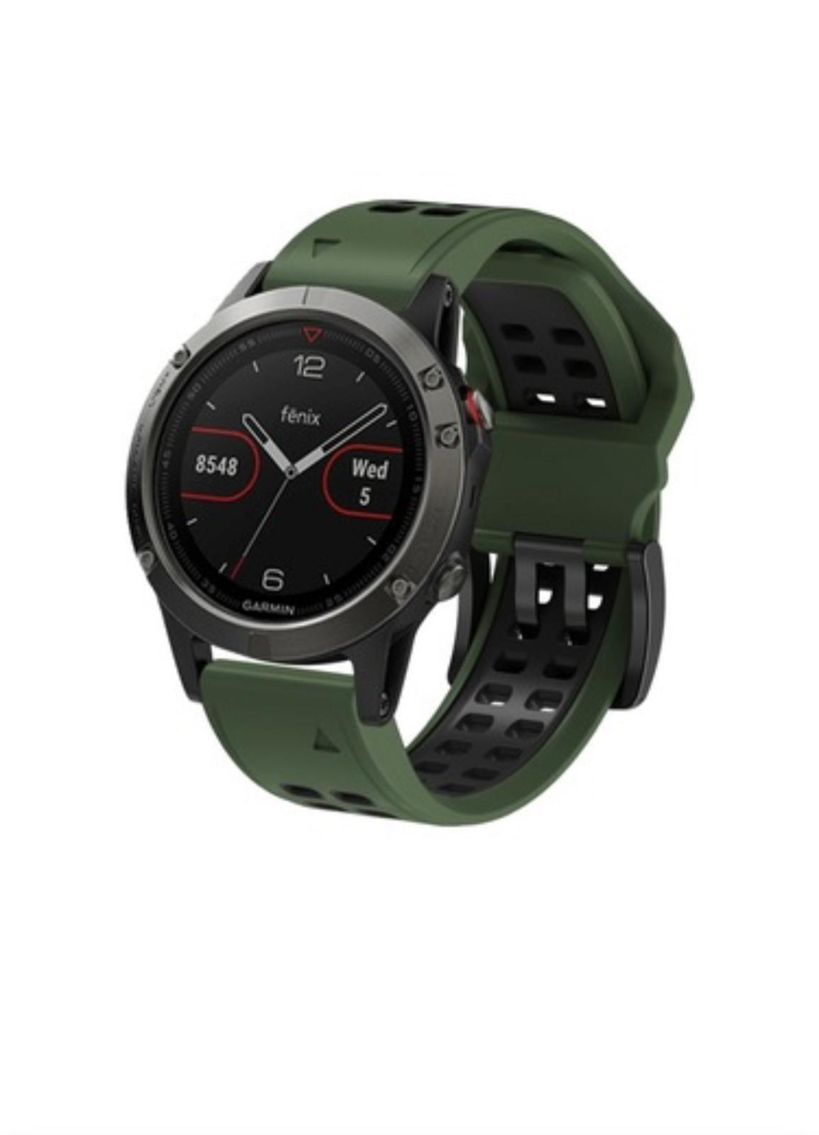 Markacase Garmin  fenix 5-5 plus(22mm)Hızlı Bırakma Çift Sıralı Silikon Saat Kordonu