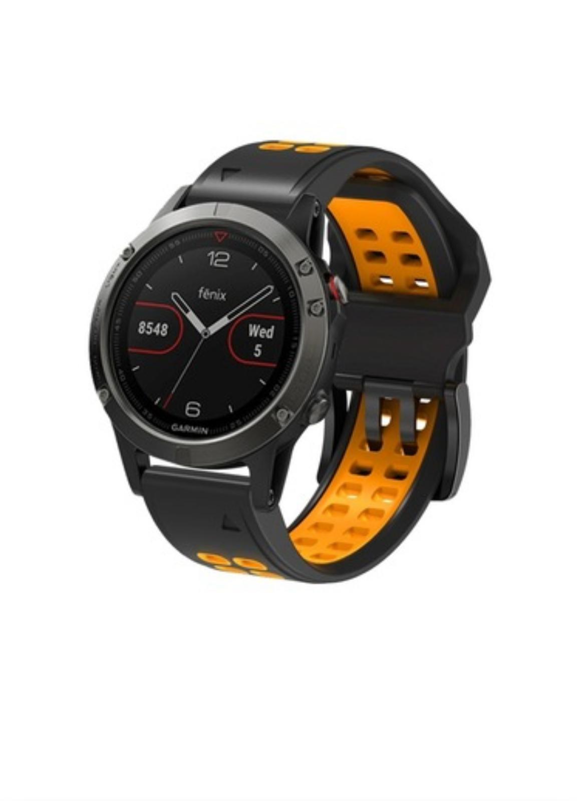 Markacase Garmin quatix 5-6 uyumlu (22mm)Hızlı Bırakma Çift Sıralı Silikon Saat Kordonu