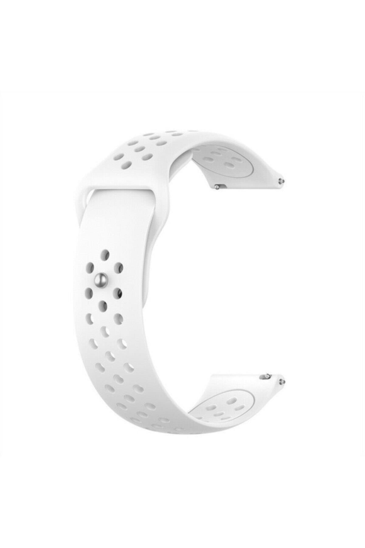 Samsung Galaxy Watch 3 41 Mm(Sm-r850) Için Delikli Silikon Kordon Beyaz