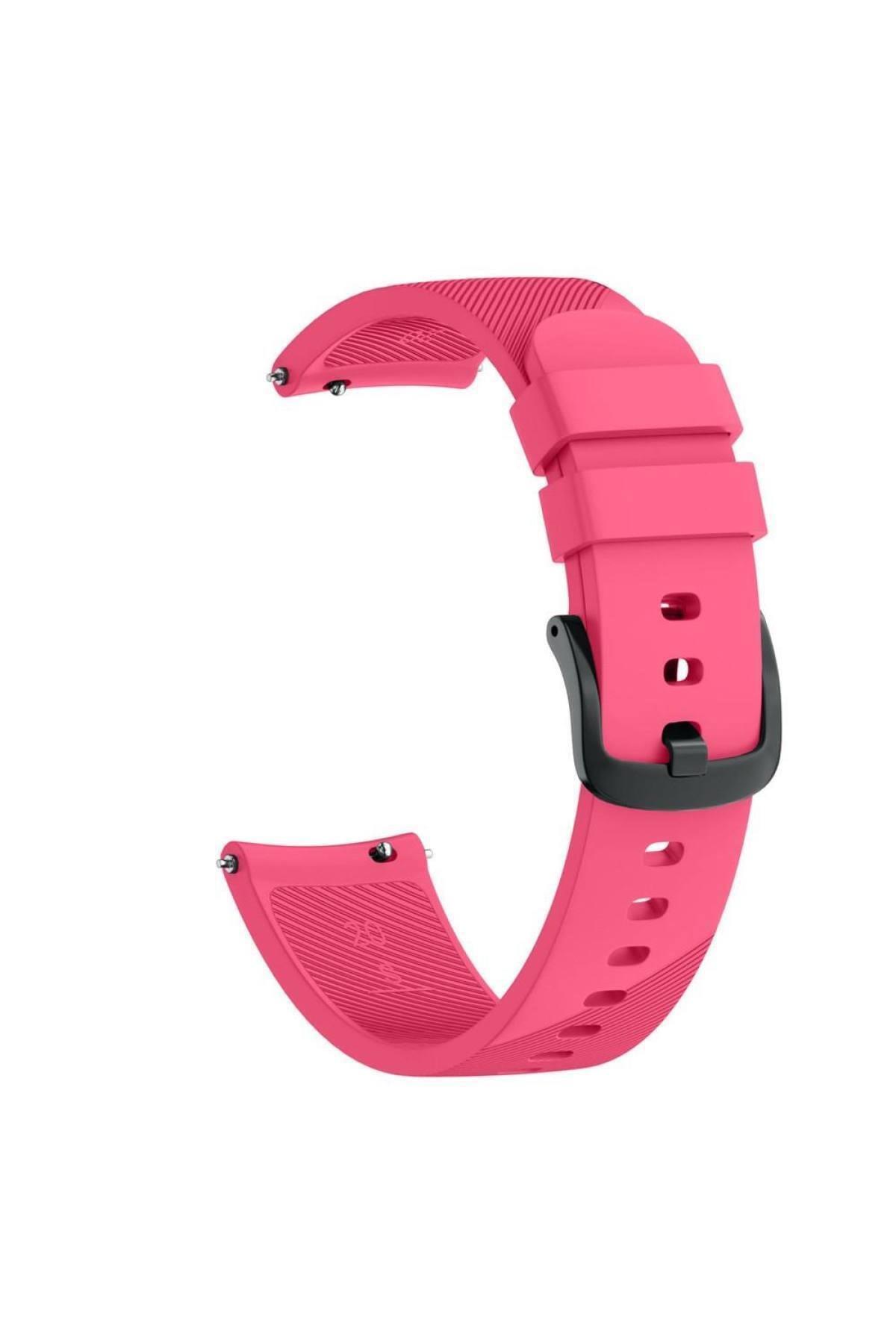 Samsung Galaxy Watch 4 44 Mm R870 Için Silikon Kordon Fuşya