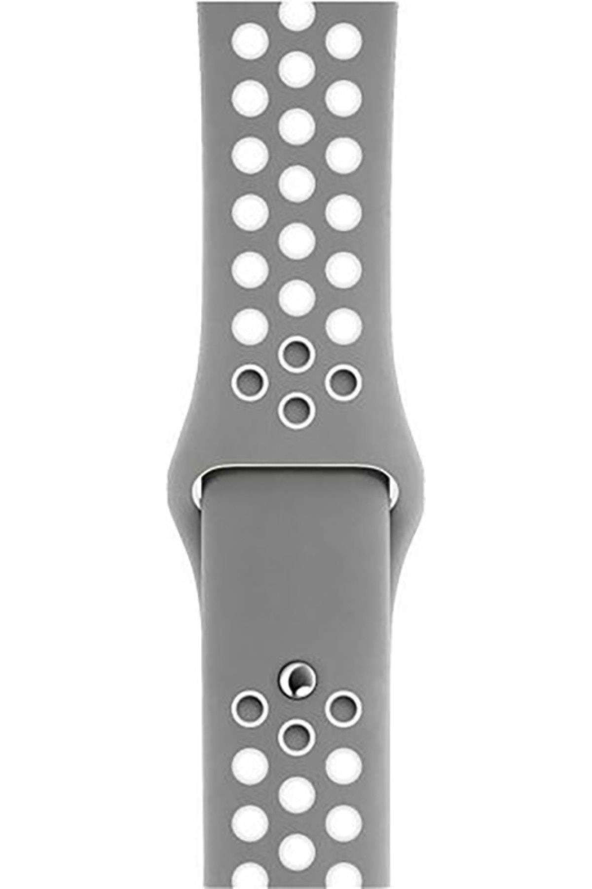 Samsung Galaxy Watch 4 Classic 42 Mm R880 Için Delikli Spor Kordon Gri Beyaz