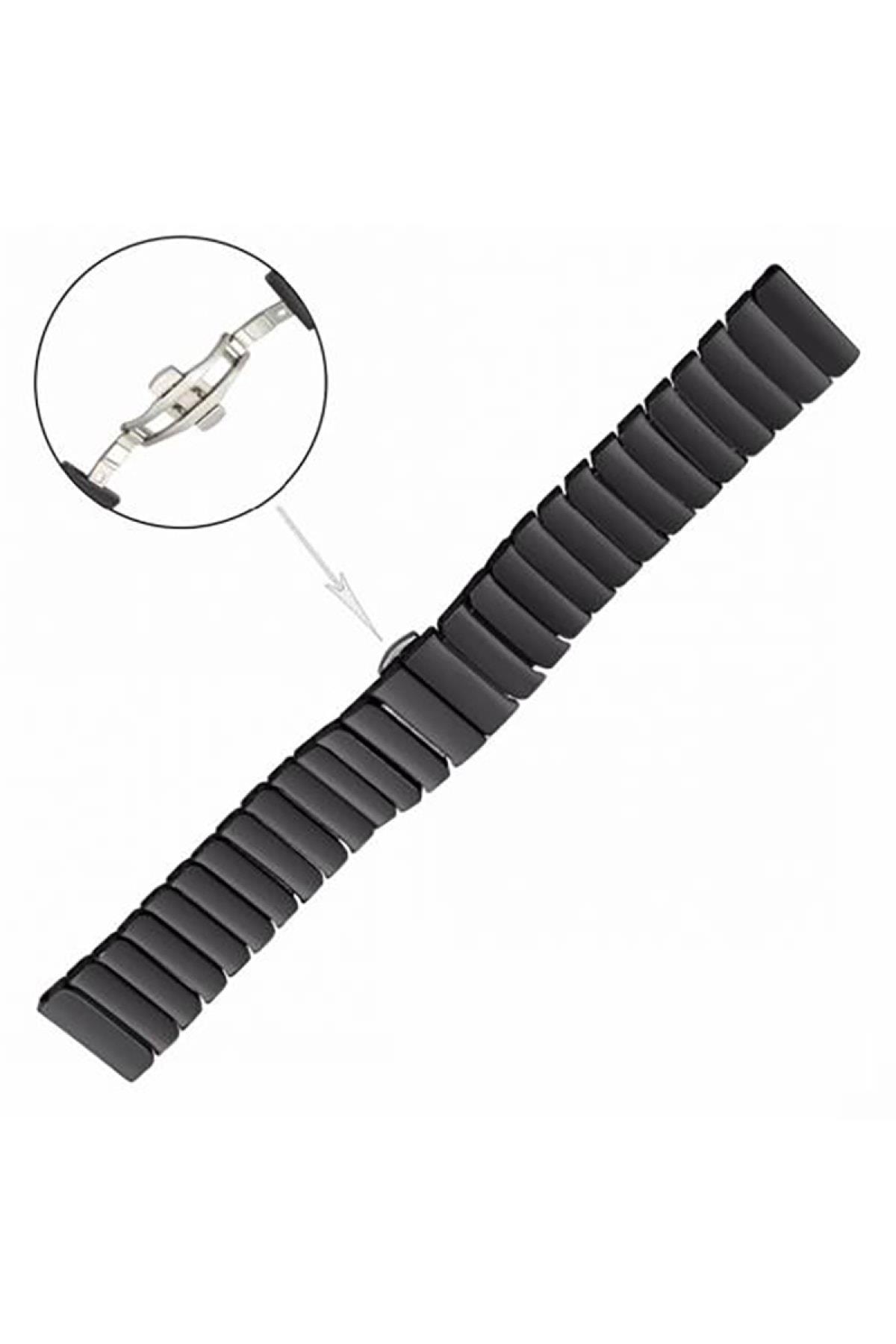 Samsung Galaxy Watch 4 Classic 46 Mm R890 Için Baklalı Metal Kordon Siyah