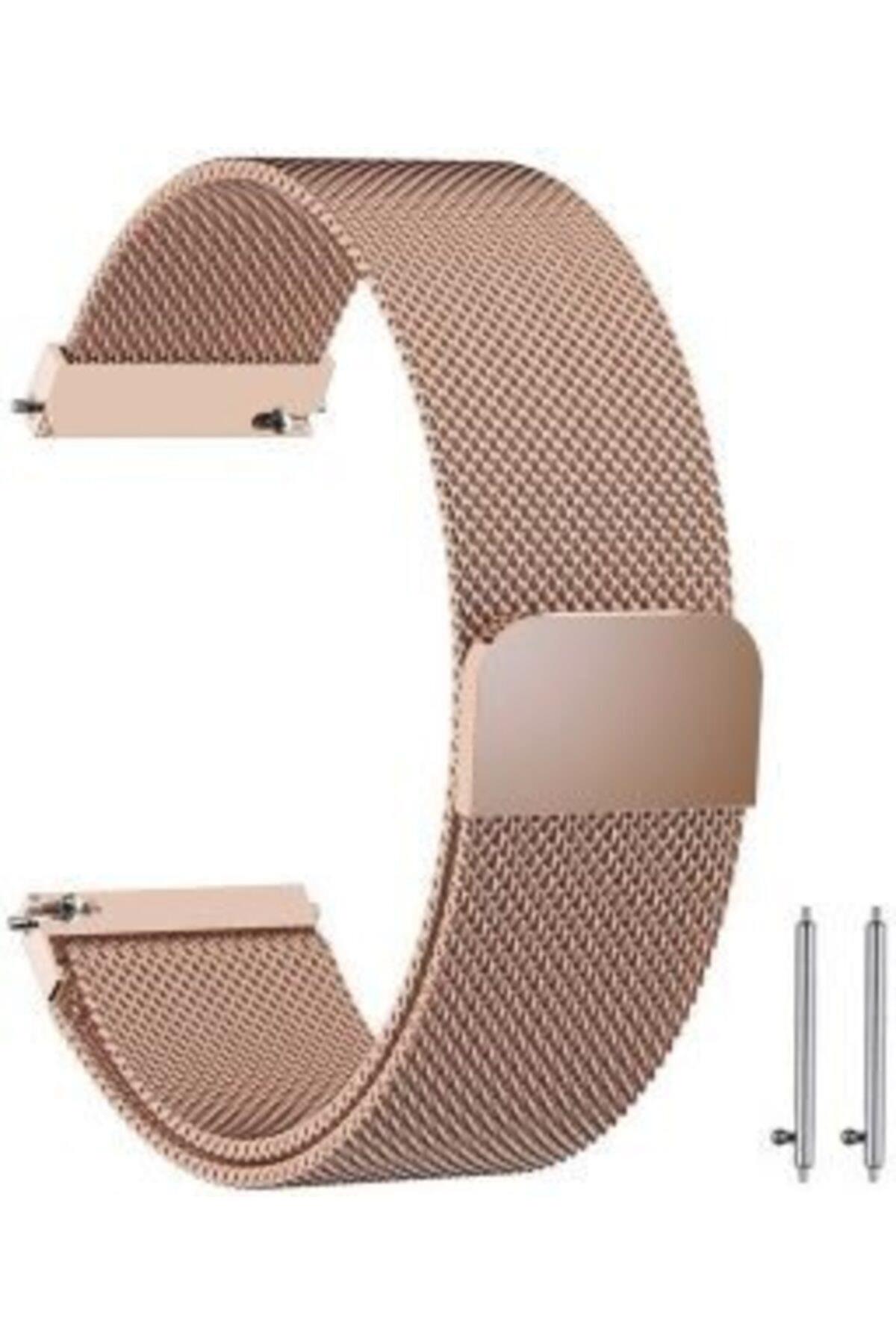 Samsung Galaxy Watch 46 Mm(SM-R800) Için Metal Mıknatıslı Milanese Kordon Rose Gold