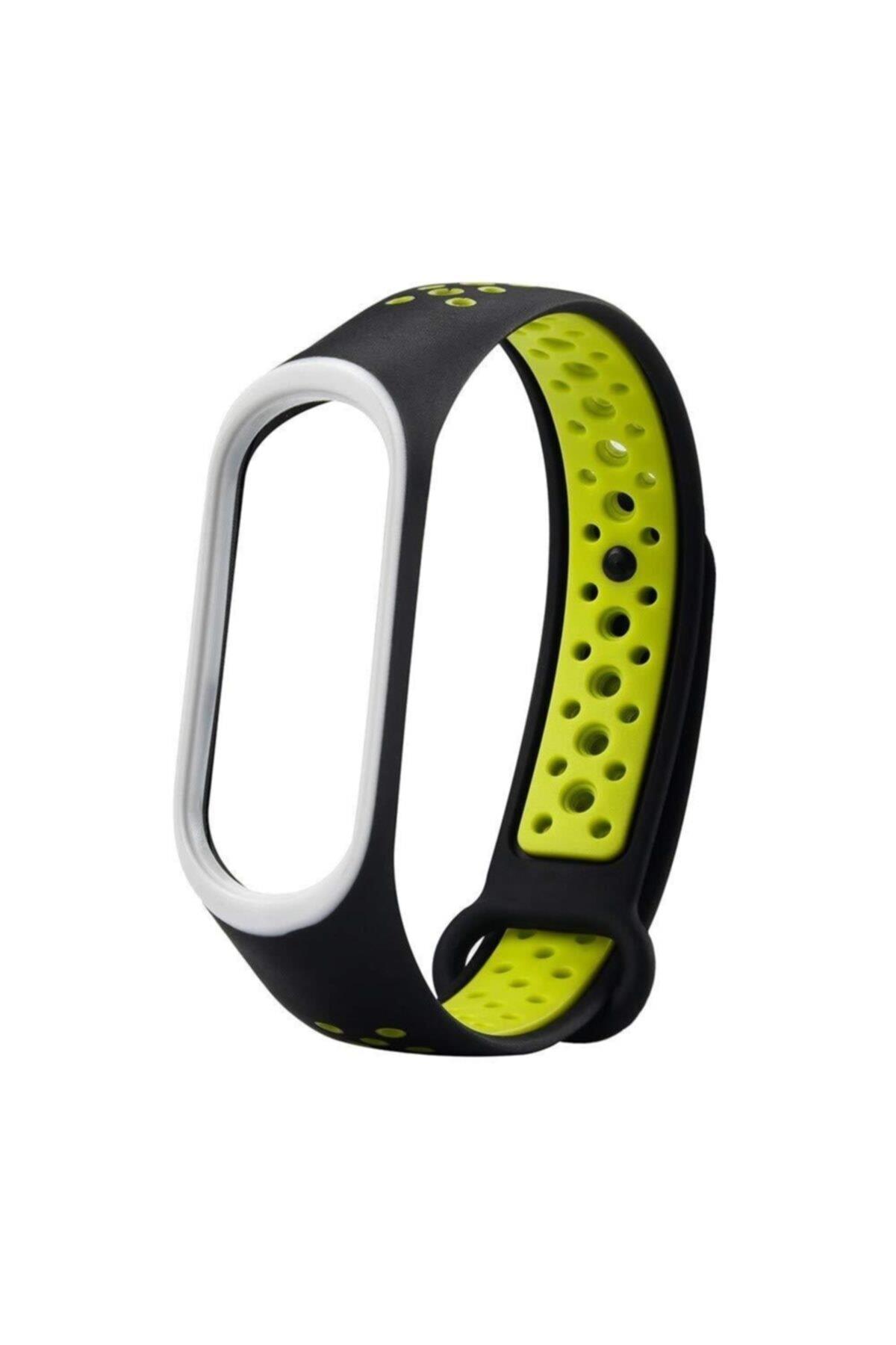 Xiaomi Mi Band 3 Için Delikli Silikon Kordon Siyah Sarı