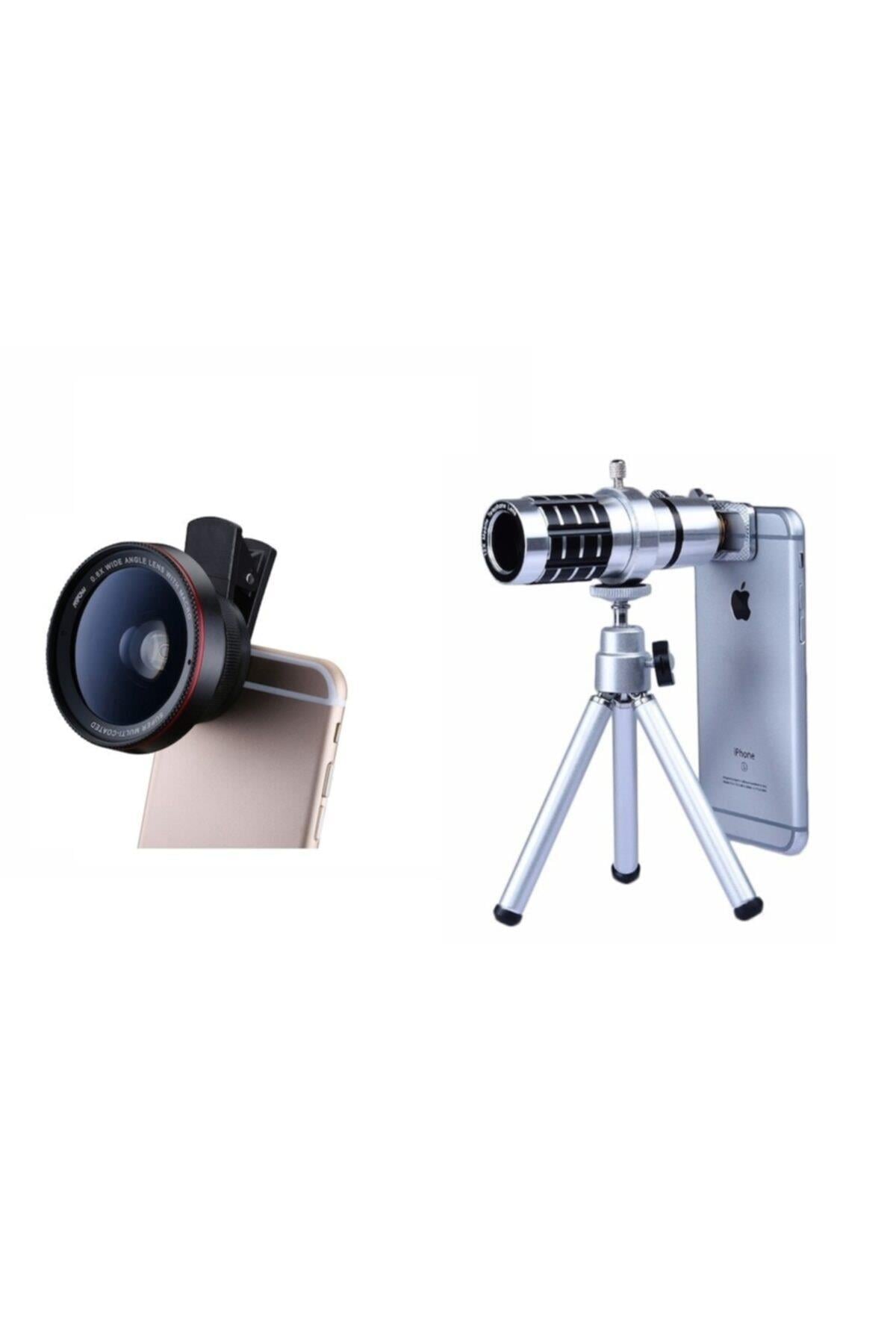 12x Zoom Telefon Lensi Ve 0.6x Makro Profesyonel Lens 2 In 1 Set