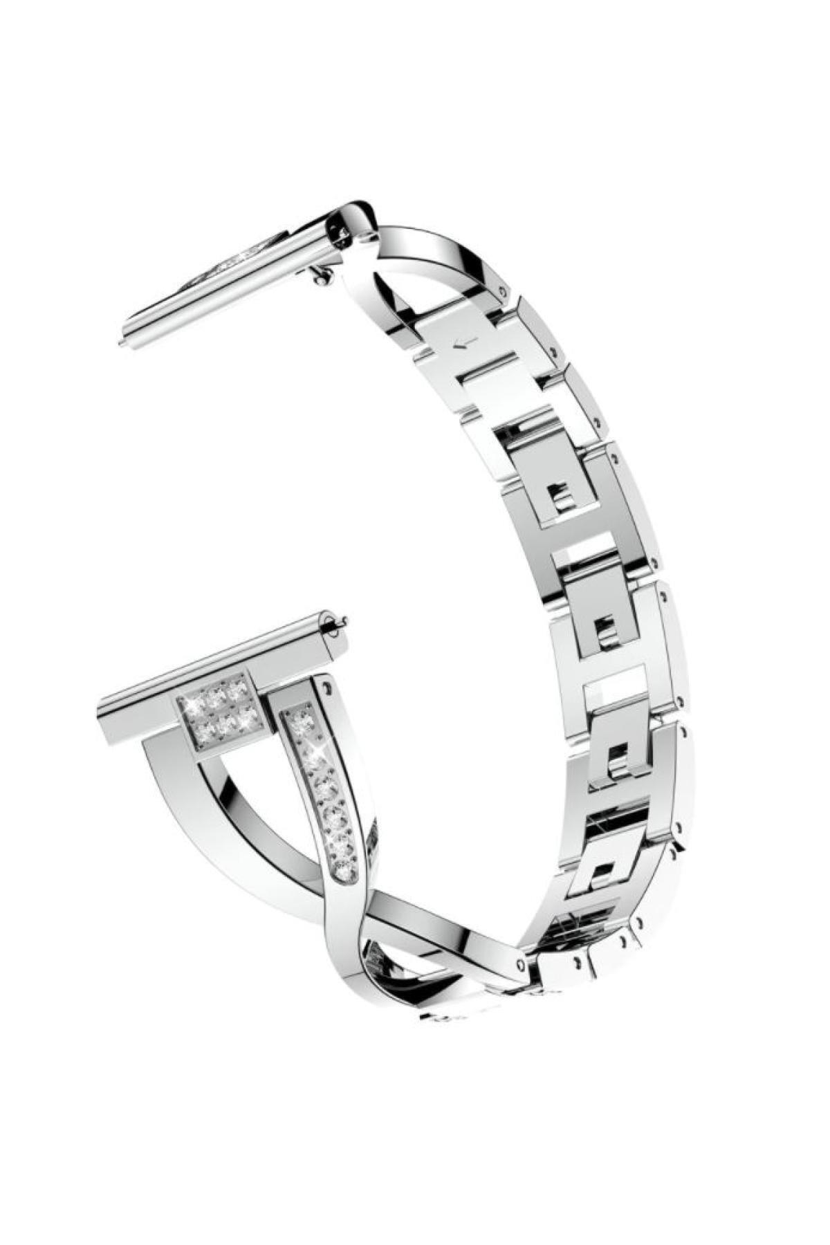 Active 2 40 44 mm Uyumlu Pırlanta Görünümlü Lüks Metal Fantezi Bileklik Rose Gold