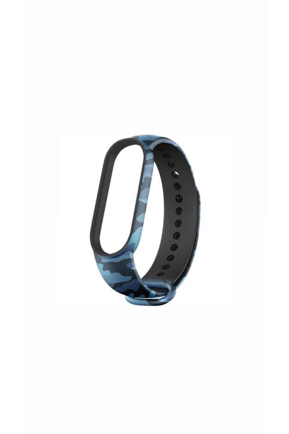 Amazfit Band 5-6 Için Silikon Kordon Mavi Kamuflaj