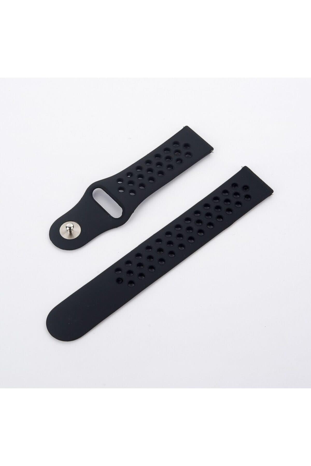 Amazfit Bip Uyumlu Delikli Silikon Kordon Füme Siyah