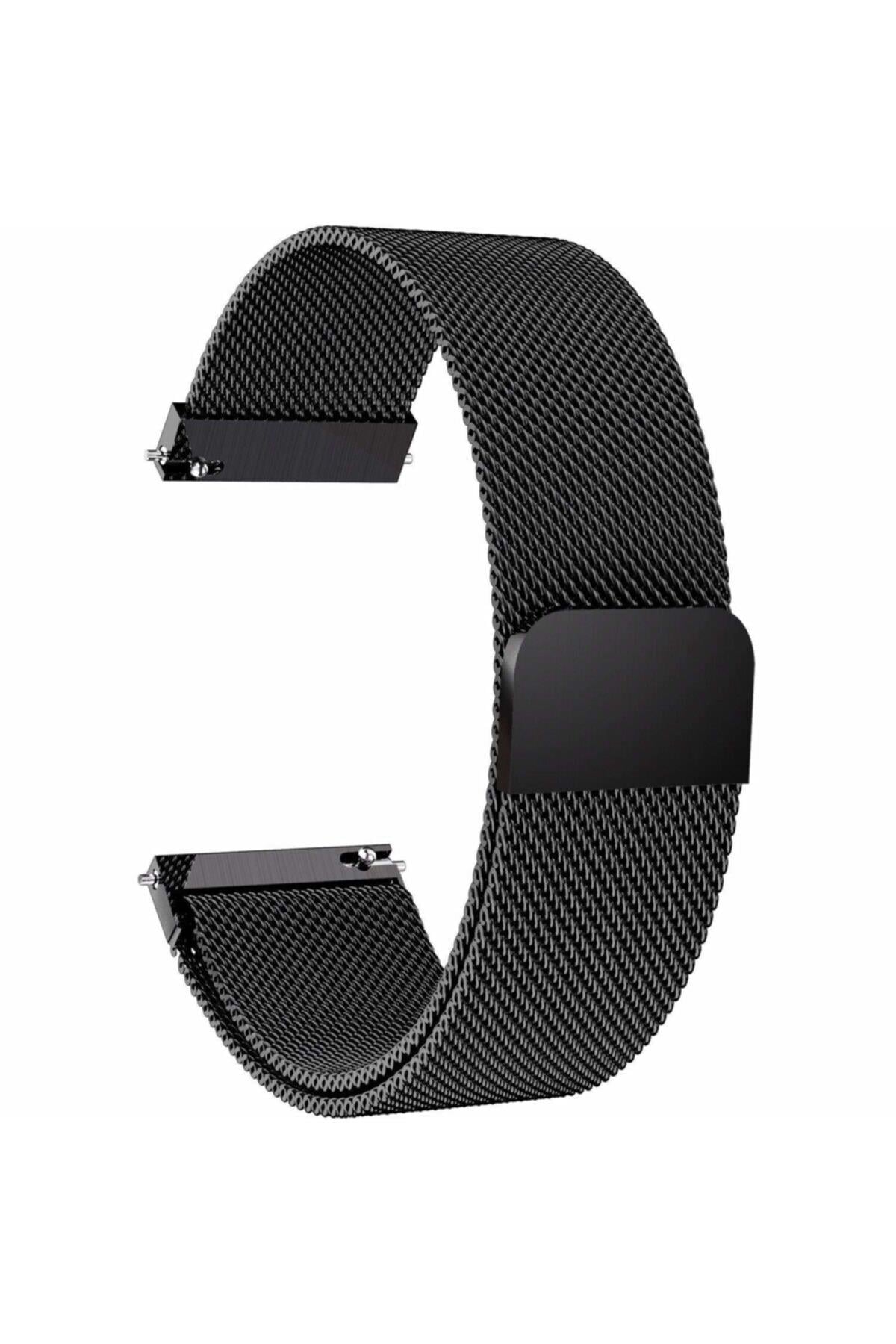 Amazfit Gtr 47 Mm Lite Için Metal Mıknatıslı Milanese Kordon Siyah