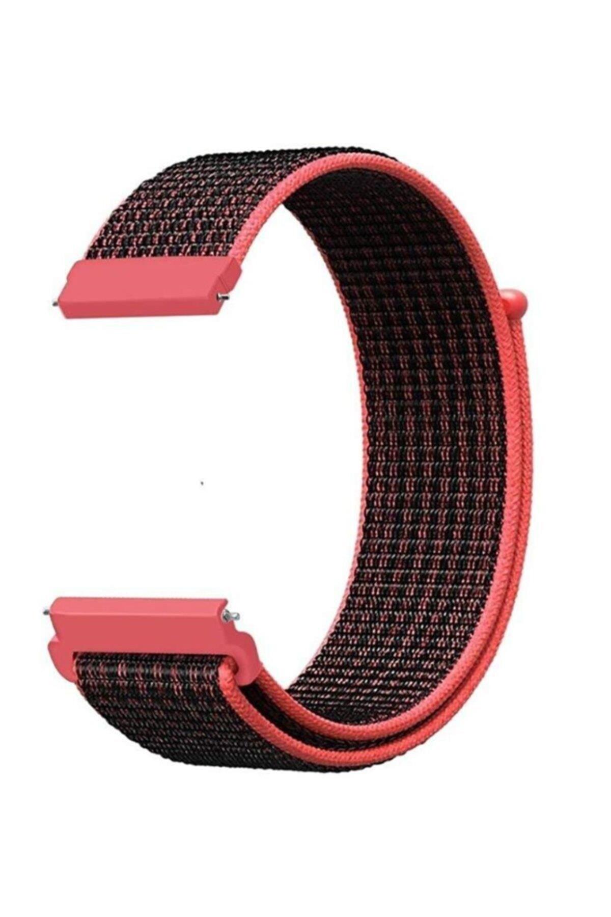 Amazfit Gts A1914 Için Dokuma Kordon Siyah Kırmızı