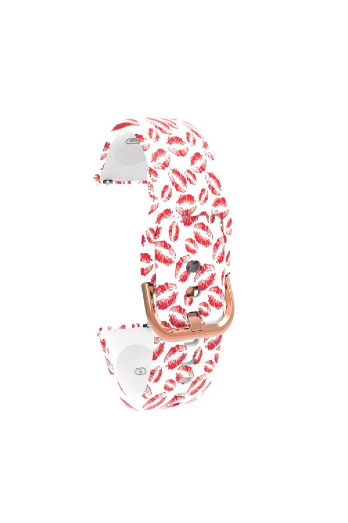 Amazfit Gts - Gts 2 - 2e - 2 Mini   Uyumlu  Desenli Silikon Kordon Kiss