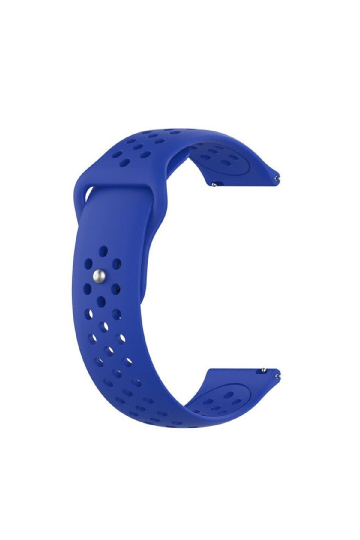 Amazfit Stratos Için Delikli Silikon Kordon Koyu Mavi
