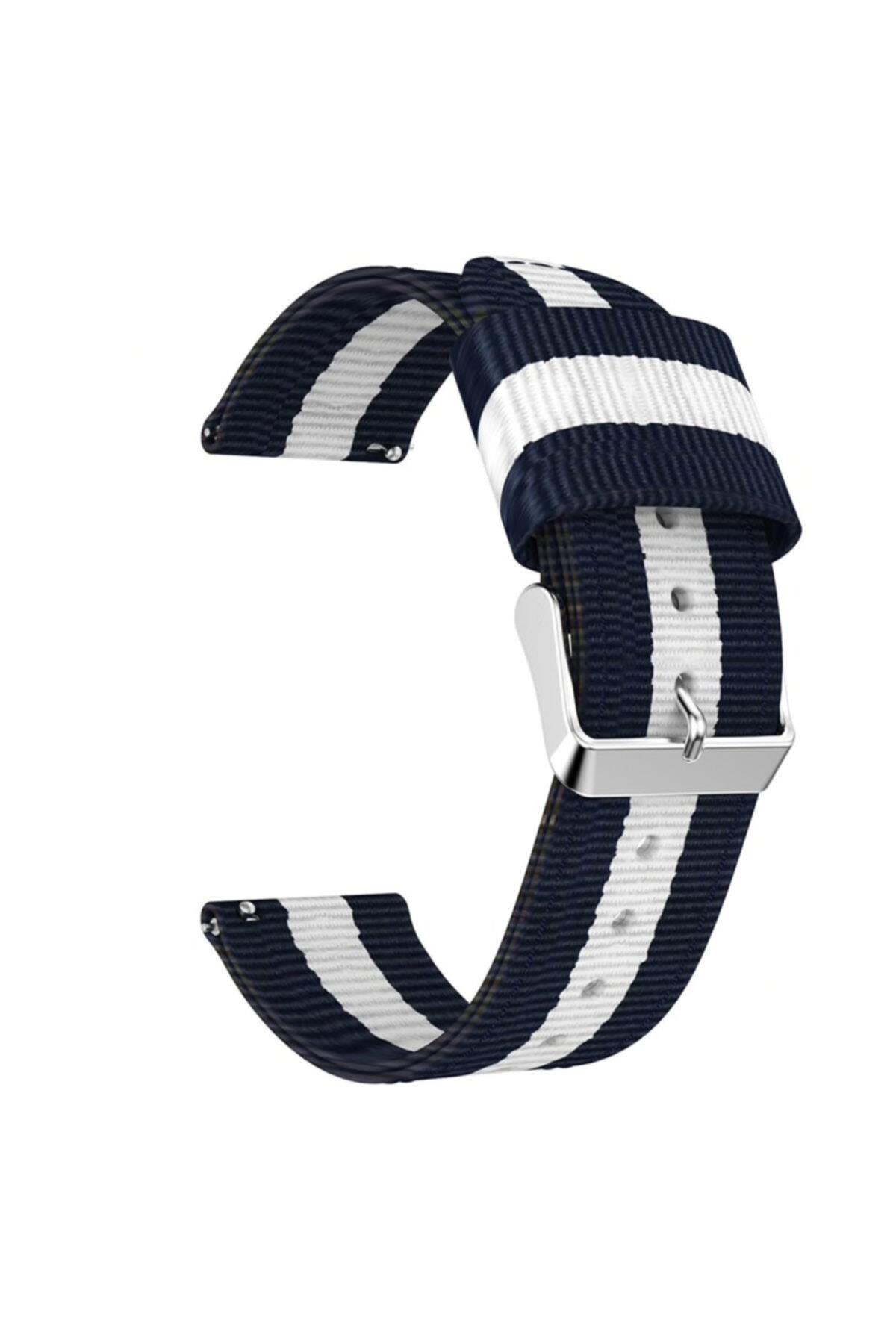Amazfit Stratos İçin Pantheon Şeritli Kordon Lacivert Beyaz