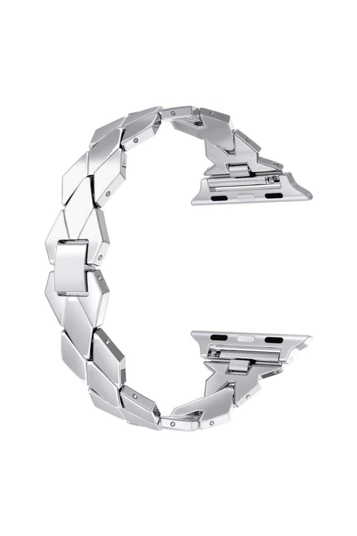 Apple Watch 1-2-3-4-5-6-7-se 42-44-45 mm Uyumlu Metal Hasır Kordon
