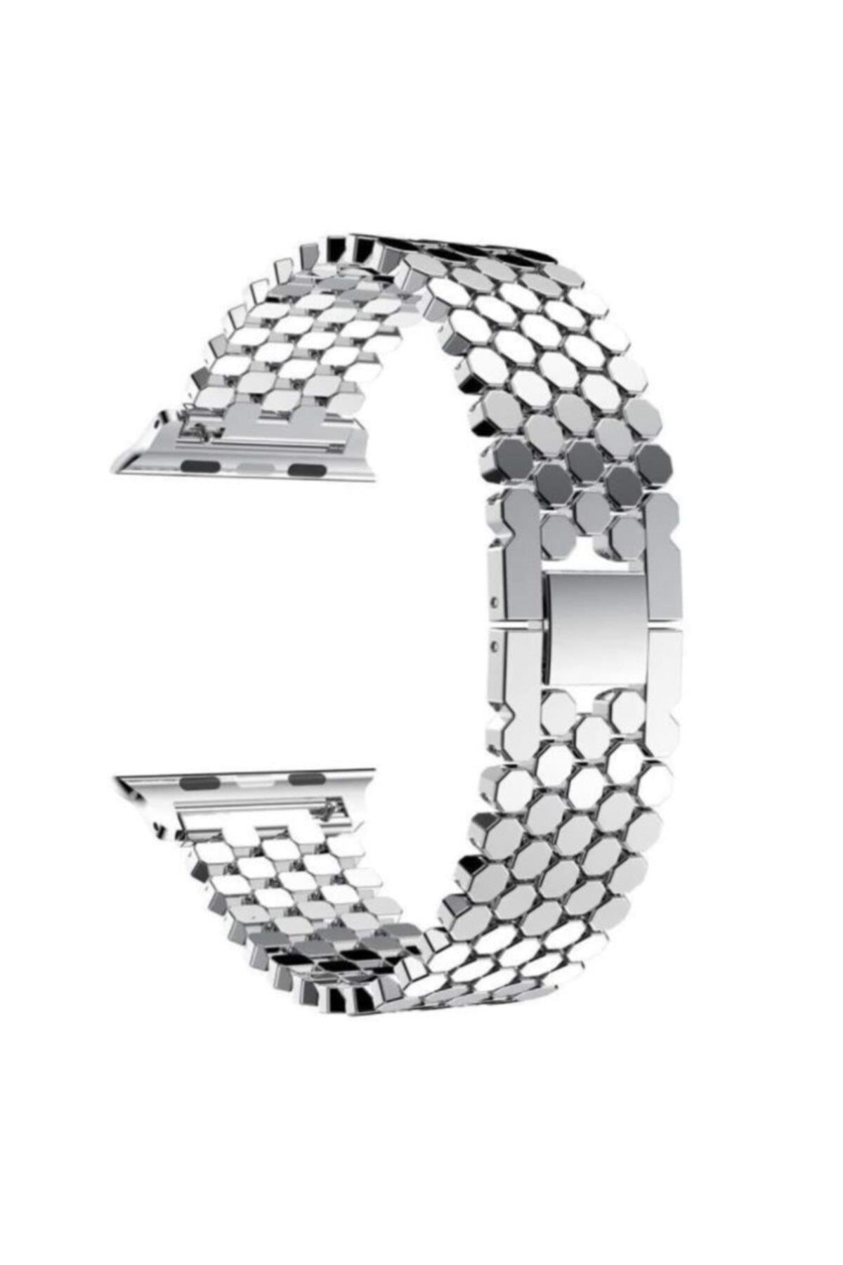 Apple Watch 1 2 3 4 Için 38 - 40 Mm Sekizgen Metal Kordon