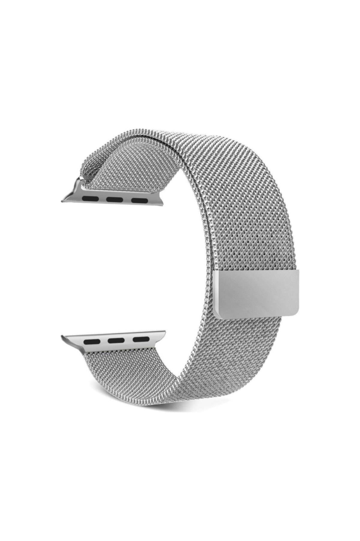 Apple Watch Için 42-44 Mm Gümüş Metal Mıknatıslı Milanese Kordon