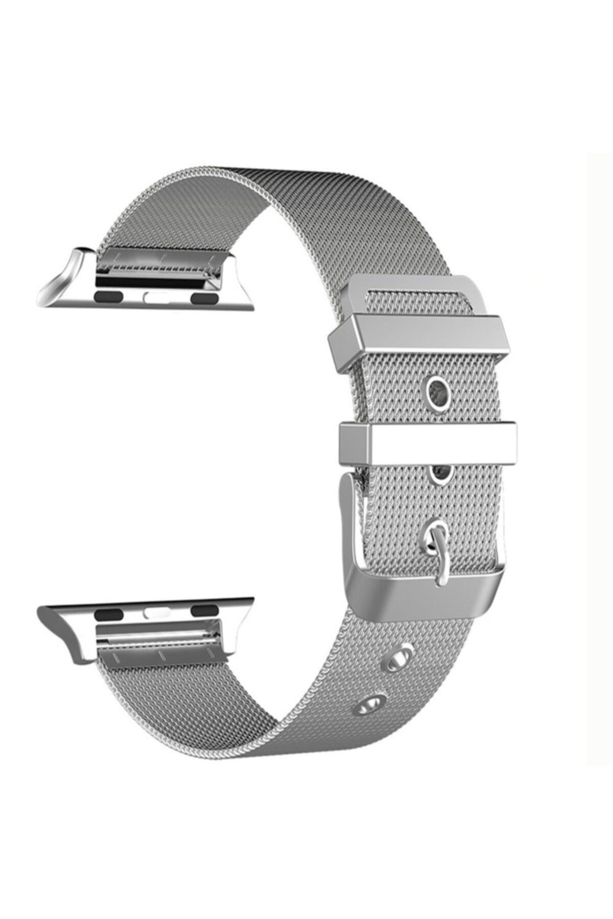 Apple Watch Için 42 - 44 Mm Metal Hasır Kordon Gümüş