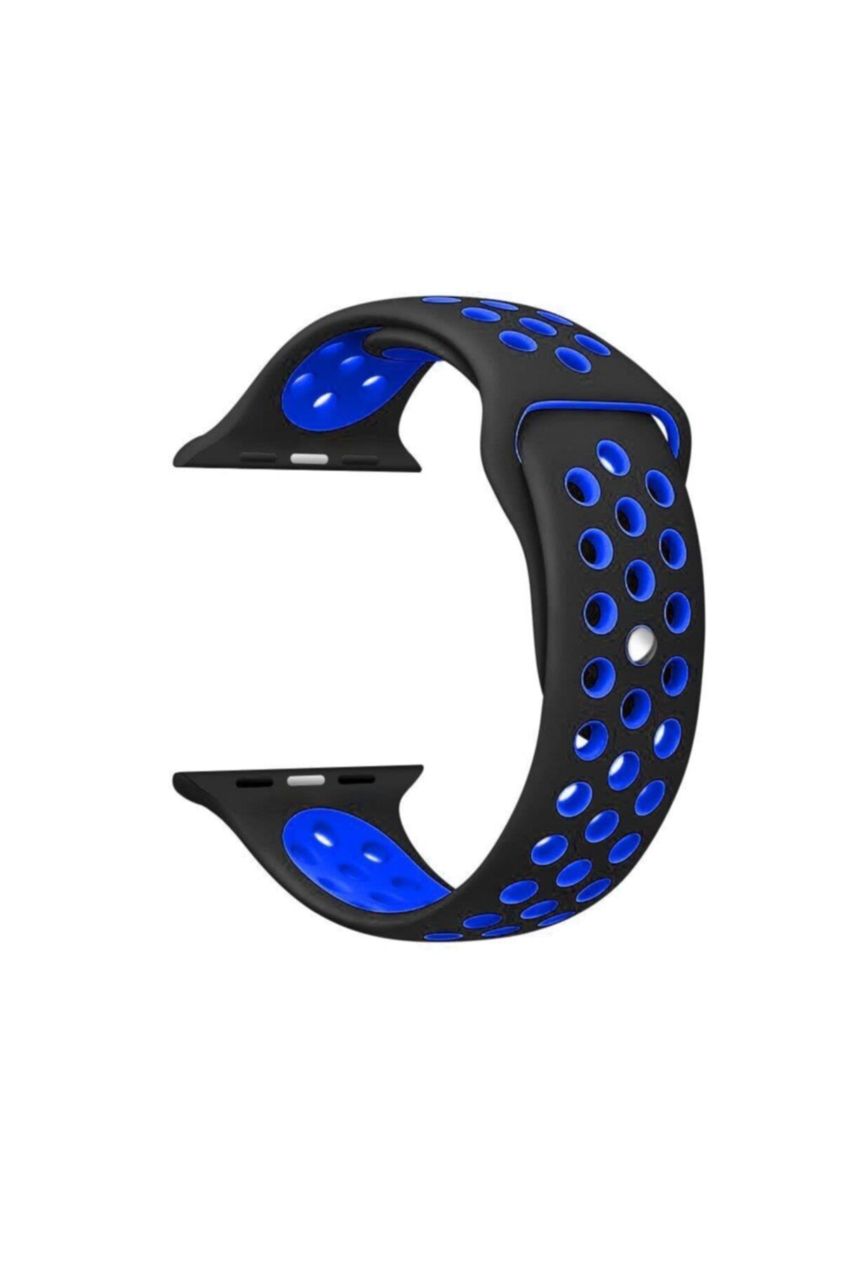 Apple Watch Seri 1 2 3 38 mm Uyumlu Mavi Pembe Small Beden Delikli Silikon Kordon