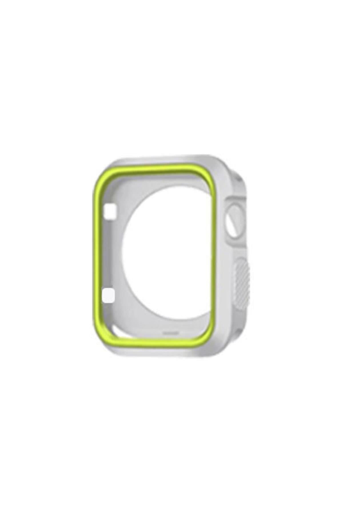 Apple Watch Seri 1 2 3 Için 42 Mm Gri Sarı Iki Renkli Silikon Tpu Kılıf