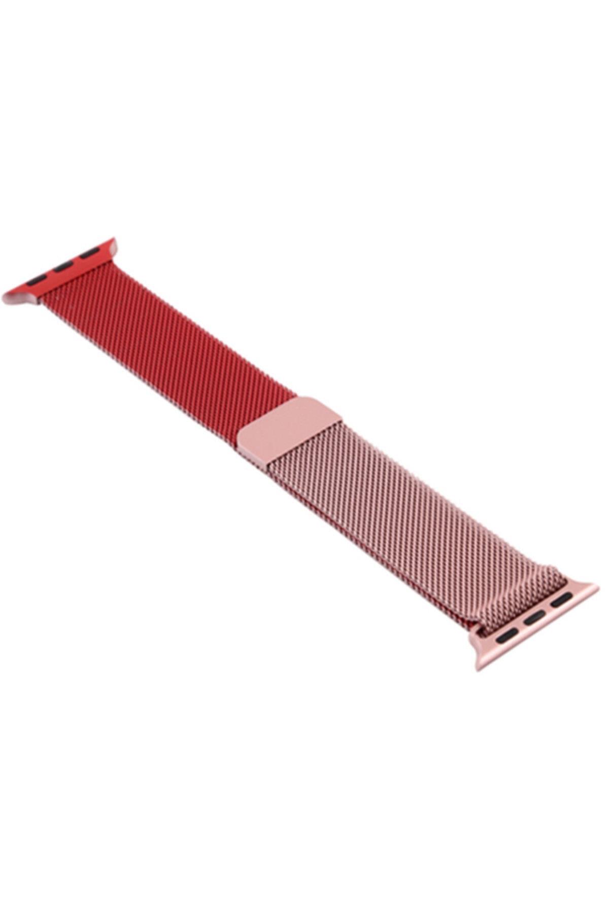 Apple Watch Seri 4 5 6 44 Mm Için Iki Renkli Metal Milanese Kordon Siyah-kırmızı (BLACK-RED)