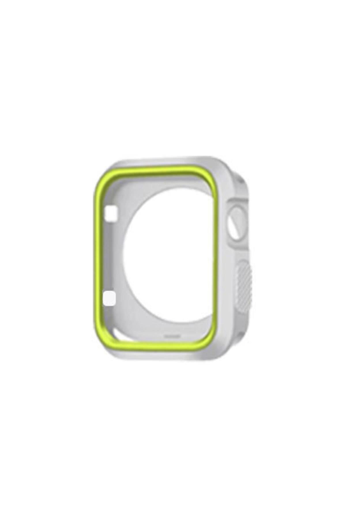 Apple Watch Seri 4 Için 44 Mm Gri Sarı Iki Renkli Silikon Tpu Kılıf