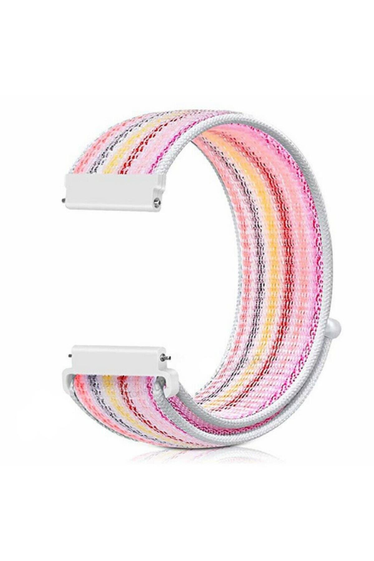 Coros Apex 42 Mm Için Dokuma Kordon Pembe Gökkuşağı