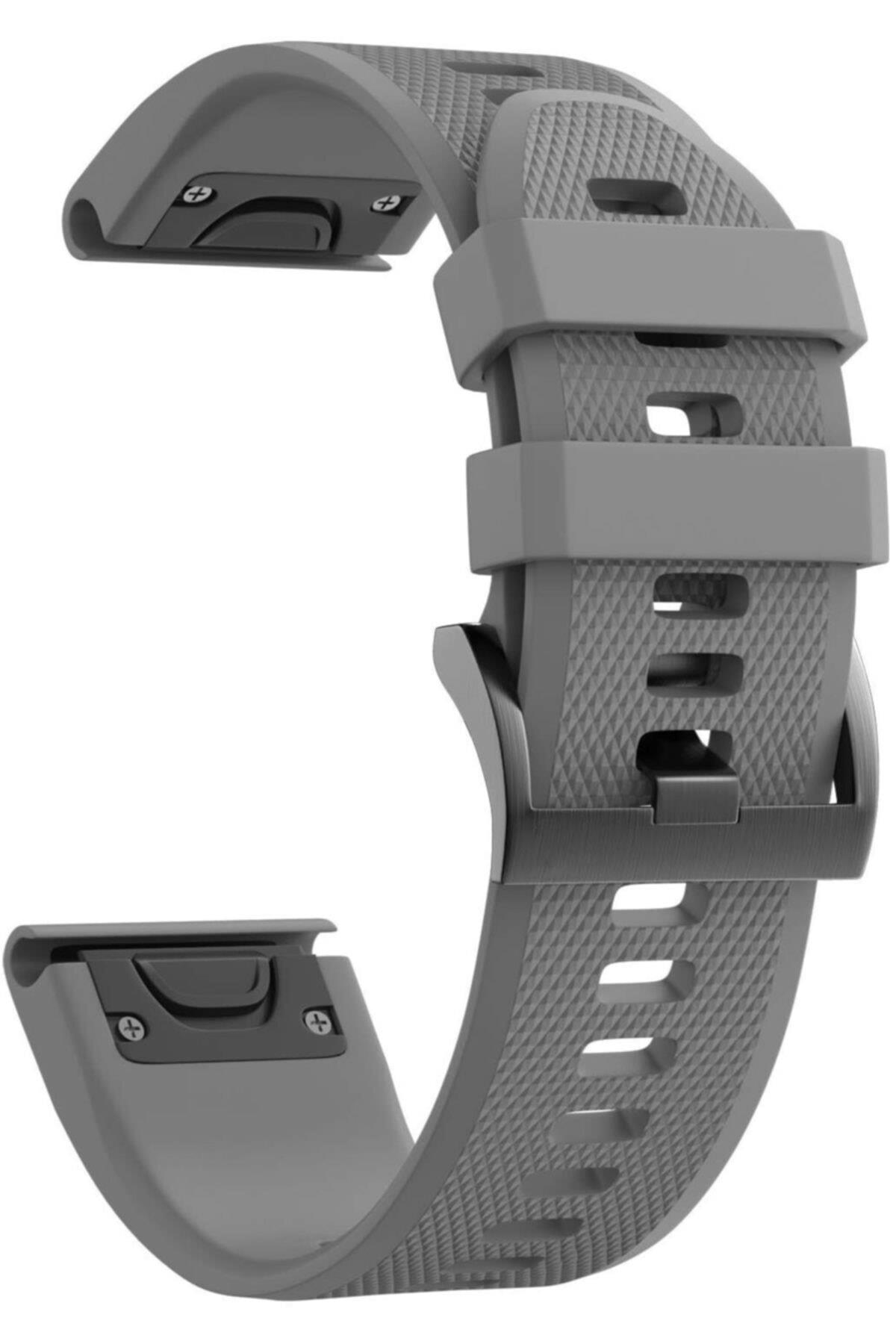Fenix 3 Hr Için Quick Fit Özellikli Silikon Kordon Gri