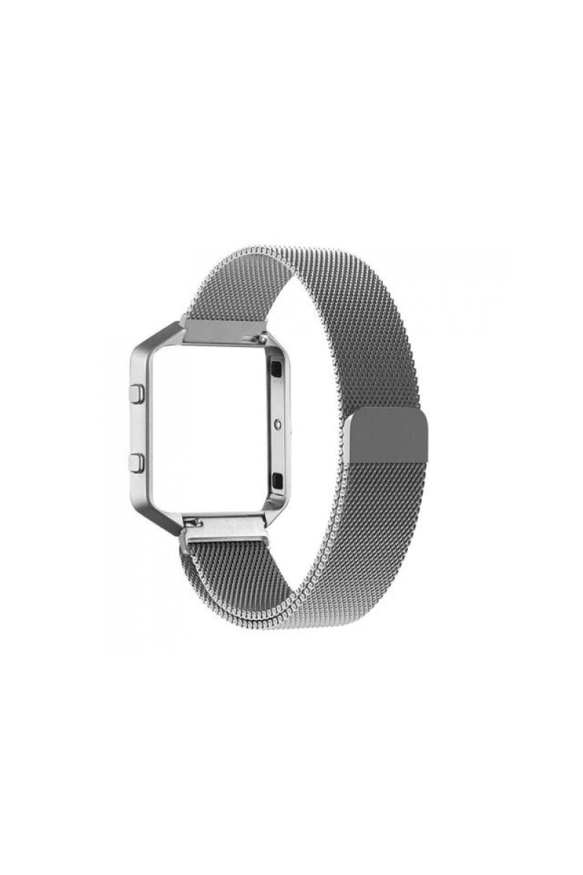 Fitbit Blaze Için Metal Mıknatıslı Milanese Kordon Siyah