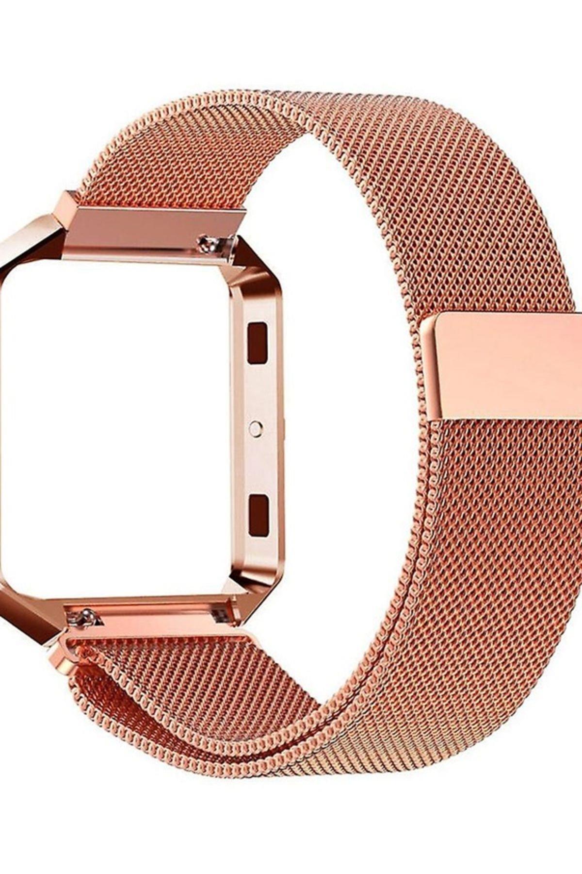 Fitbit Blaze Uyumlu Metal Mıknatıslı Milanese Kordon Roze Gold