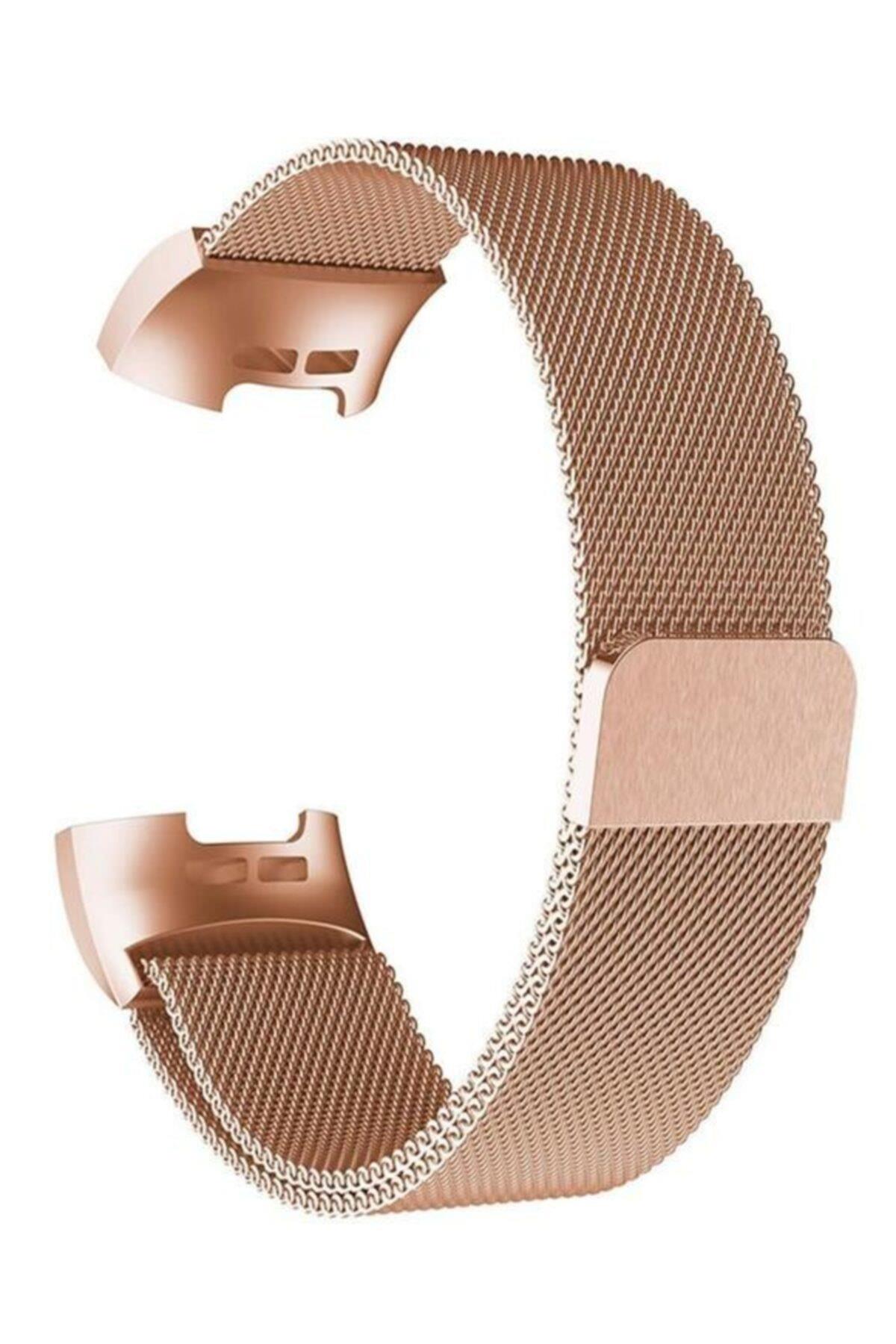 Fitbit Charge 4 Uyumlu Metal Mıknatıslı Milanese Kordon Gold
