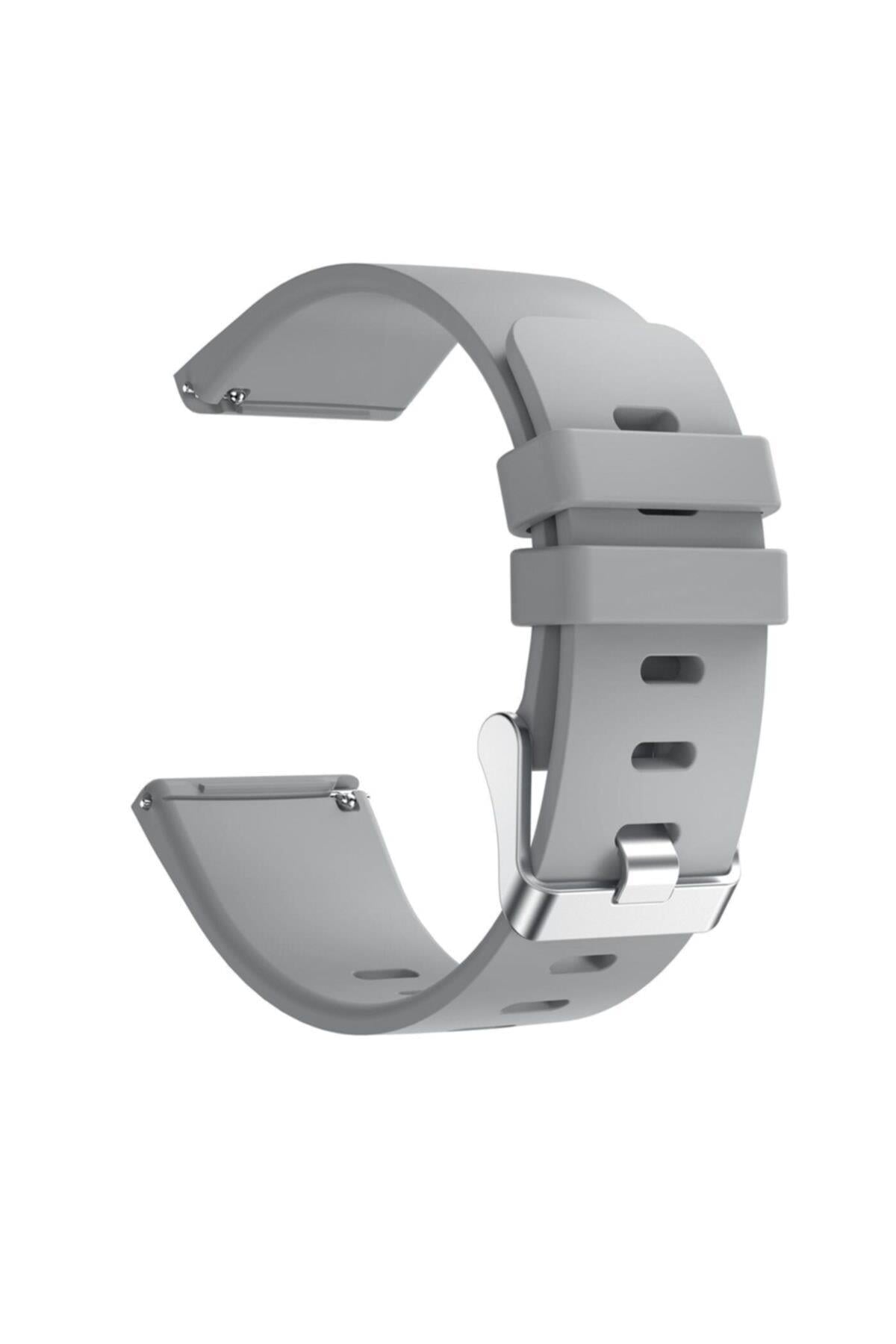 Fitbit Versa Fb504 - Versa 2 Fb507 - Versa Lite Fb415 Için Large Beden (L SIZE) Silikon Kordon Gri